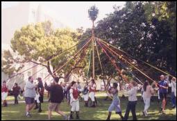 The BerkMos do that Maypole thing in Martin Luther King Park, Berkeley